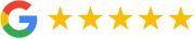 Google logo with five gold stars.